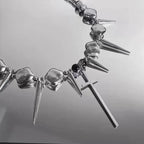 Retro Y2K Long Spike Rivet Necklace Stainless Steel Cross Hip Hop Necklace for Women Vintage Grunge Style Party Jewelry Lootquake LLC
