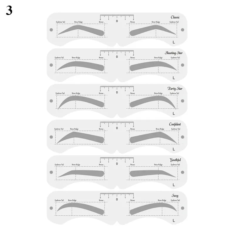 Reusable Eyebrow Stencil Set Soft Ruler Brow Definer Eye Brow Drawing Guide Styling Shaping Grooming Template Card Makeup Tools Lootquake LLC