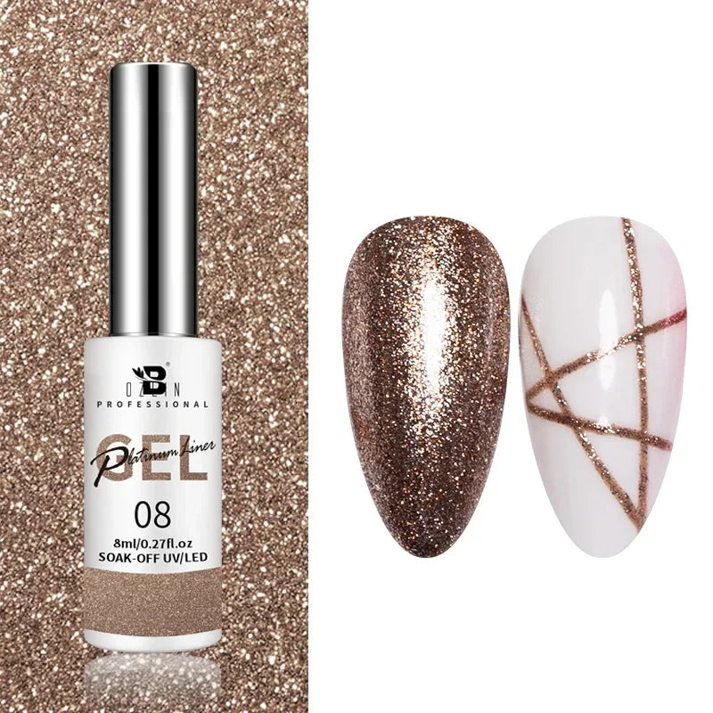 5ML Gold Silver Metallic Liner Paint Gel Polish Chrome Mirror Metal Effect Super Bright French UV LED Semi Permanent Nail Gel Lootquake LLC