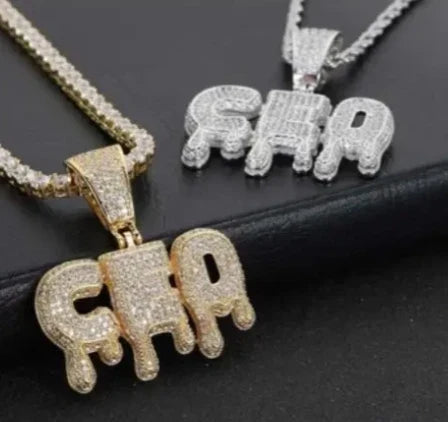2024 3D Design Jewelry Copper 5A Zircon Bling Hip Hop Rapper Men Hip Hop Custom Letter Name Round Rectangle Pendant Lootquake LLC