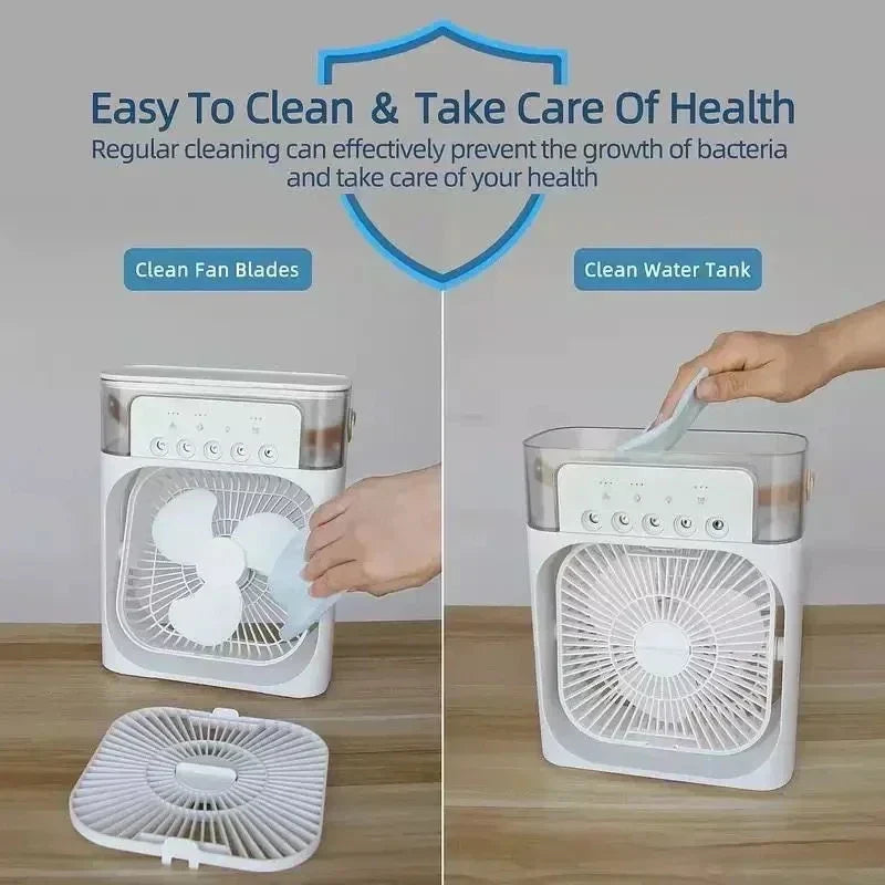 3 In 1 Fan AIr Conditioner Household Small Air Cooler LED Night Light Portable Humidifier Air Adjustment Fan Office Home Fan New Lootquake LLC