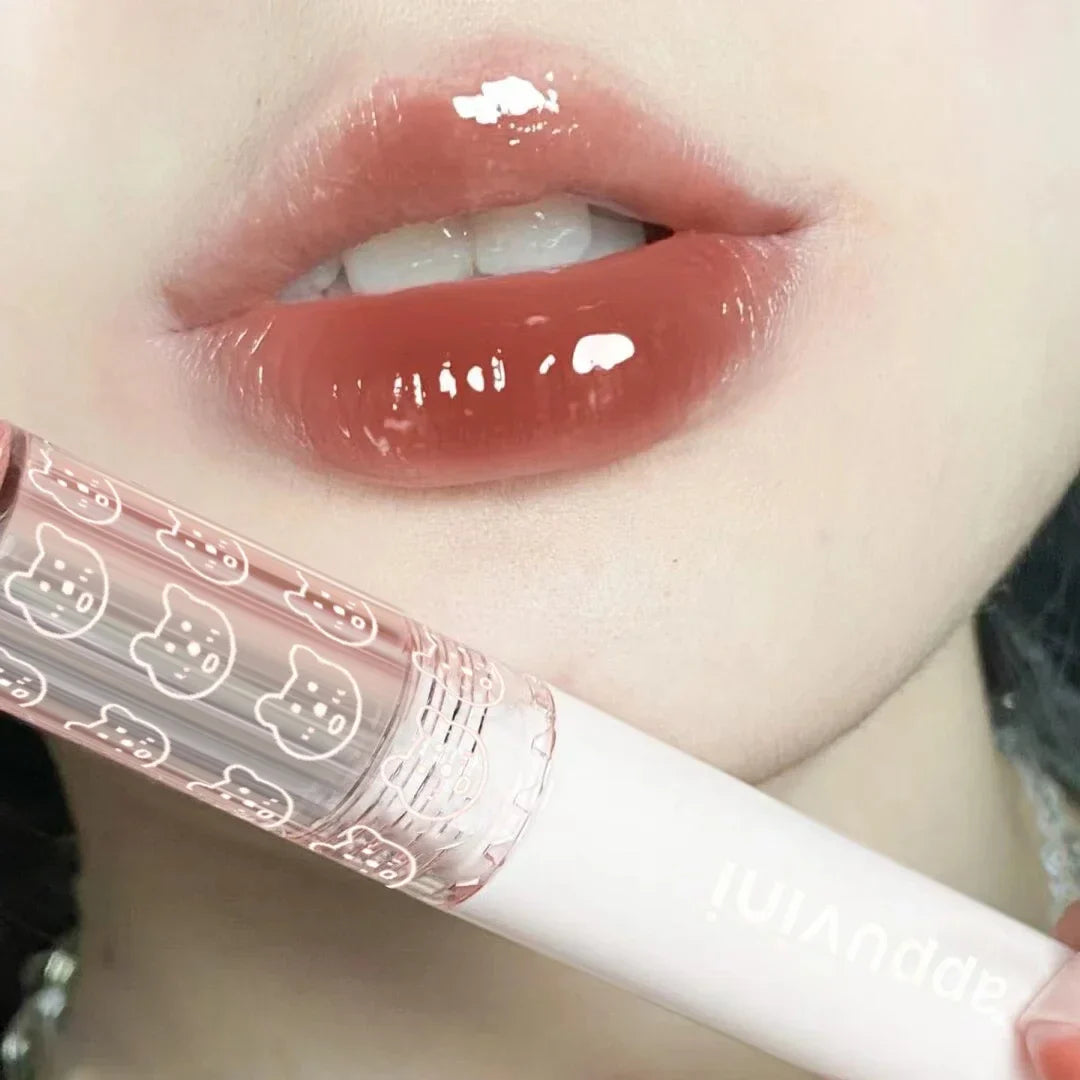 Cherry Pink Mirror Water Lip Gloss Lip Glaze Transparent Glass Lip Oil Waterproof Liquid Lipstick Nude Brown Clear Tint Makeup Lootquake LLC