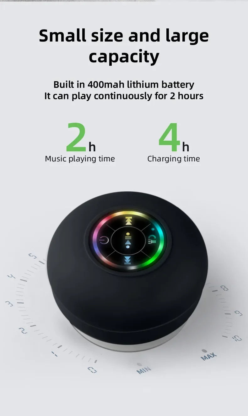 New Bathroom Waterproof Wireless LED Bluetooth Speaker Large Suction Cup Mini Portable Speaker Outdoor Sports Stereo Speaker Lootquake LLC