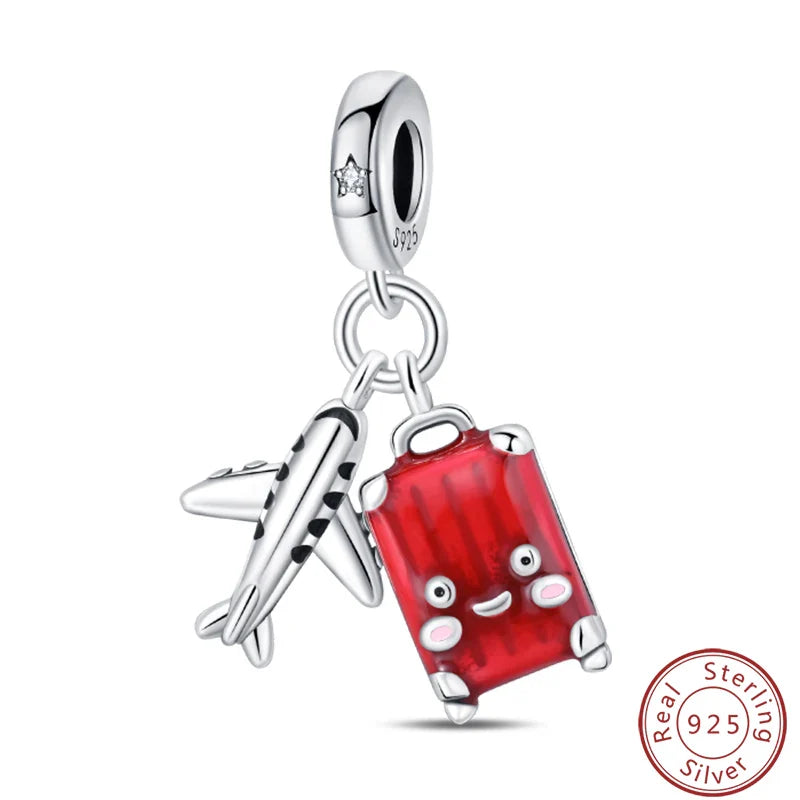 S925 Sterling Silver Princess Golf Hamster Camera Travel Three Piece Set Charms Beads 3mm DIY Fine Jewelry Making Lootquake LLC
