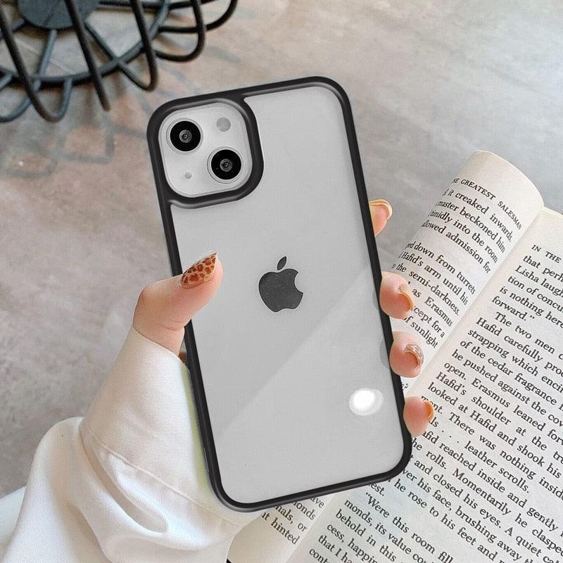 Unisex Cute Shockproof Silicone Bumper Phone Case For iPhone 14 11 12 13 Pro Max Colorful Transparent Protection Back Cover Silicone Protective Cover For iPhone Stevvex