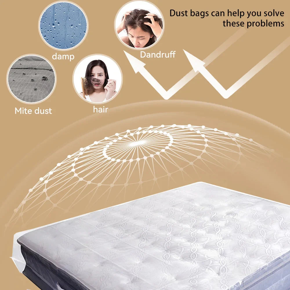 150/200x240x35cm Mattress Protector Packaging Bag Moisture-proof Dust Cover Thickness 0.08mm PE Transparent Moving Home Storage Lootquake LLC