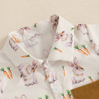 Toddler Easter Clothing Set with Short Sleeve Lapel Bunny Carrot Print Shirt and Solid Color Shorts - Adorable Boy s Easter Lootquake LLC