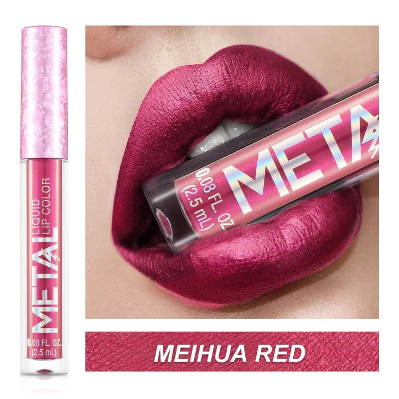 Metallic Matte Liquid Lipstick Waterproof Long Lasting Non-Stick Cup Matte Shimmer Glitter Lip Gloss Women Lips Makeup 12 Colors Lootquake LLC
