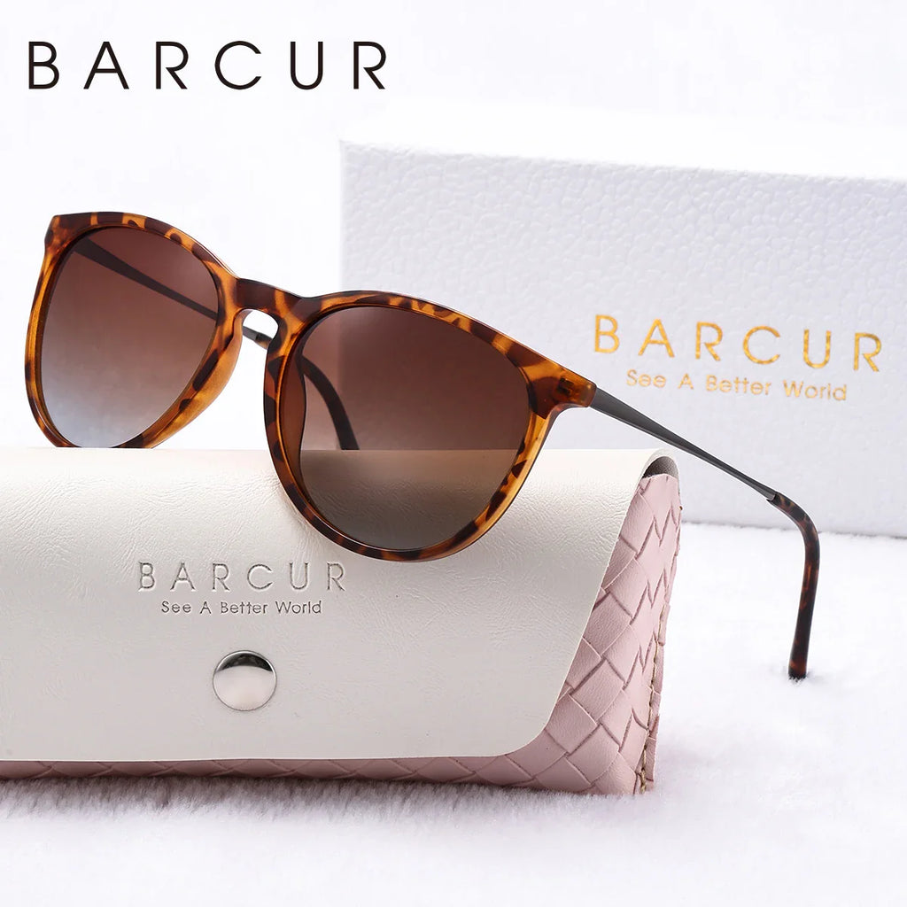BARCUR Sunglasses Women’s Leopard Print Two-Tone Cat Eye Fashion Glasses – Trendy Polarized UV400 Gradient TAC Lenses for Summer Travel & Outdoor Activities Stevvex
