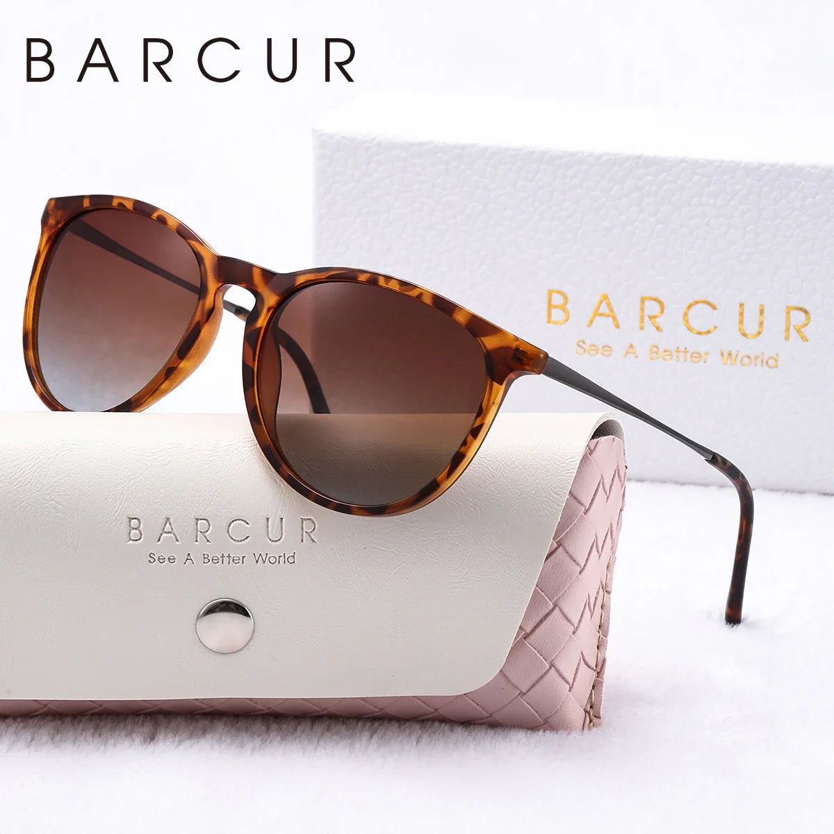 BARCUR Sunglasses Women’s Leopard Print Two-Tone Cat Eye Fashion Glasses – Trendy Polarized UV400 Gradient TAC Lenses for Summer Travel & Outdoor Activities Stevvex