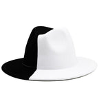 Black White Modern Unisex Fedora Hat Women Unisex Wide Brim Party Cowboy Cap Men Gentleman Wedding Hat Two Colors Fedora Hat Solid Color Wide Brim Winter Autumn Hat Stevvex