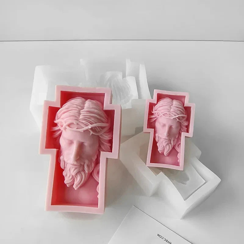 Portrait Face Silicone Mold Jesus Sculpture Cross Aroma Candle Resin Plaster Ornament Mold Home Decor Crafts Making Mould Lootquake LLC