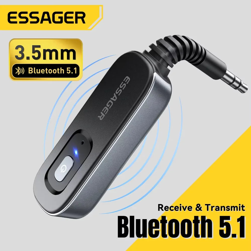 Essager Bluetooth 5.1 Audio Receiver Transmitter 3.5MM 3.5 AUX With Mic Stereo Music Wireless Adapter For  PC TV Car Speakers Lootquake LLC