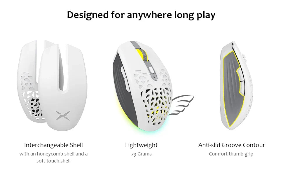 Delux M820DC PAW3335 Wired + Wireless + Bluetooth Gaming Mouse 80 Million Clicks 16000 DPI RGB Rechargeable Mice For Computers Lootquake LLC