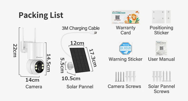 Jennov Solar Security Camera Outdoor Wireless, 2K 3MP 360° View Battery Powered WiFi CCTV Camera with Solar Panel IP66 Lootquake LLC