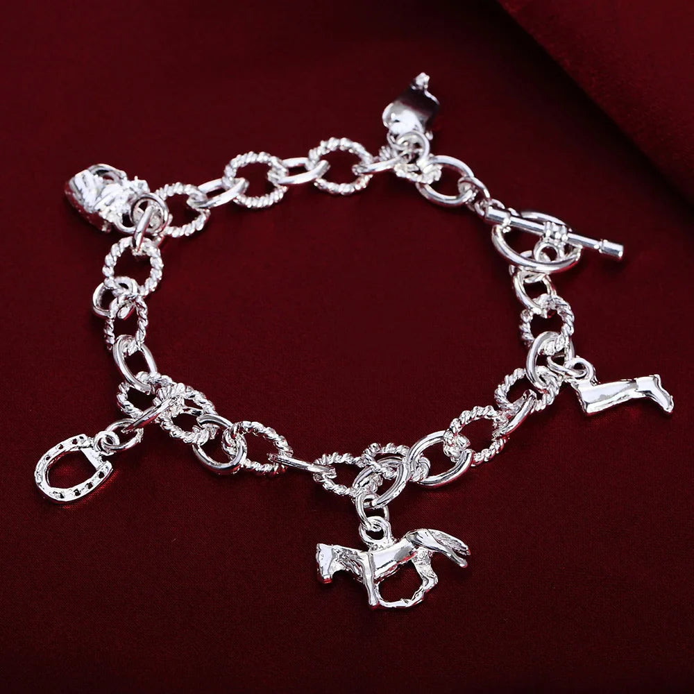 Fashion charm 925 Sterling Silver Bracelet for man woman Twisted rope chain fine jewelry Wedding party Christmas gift Lootquake LLC
