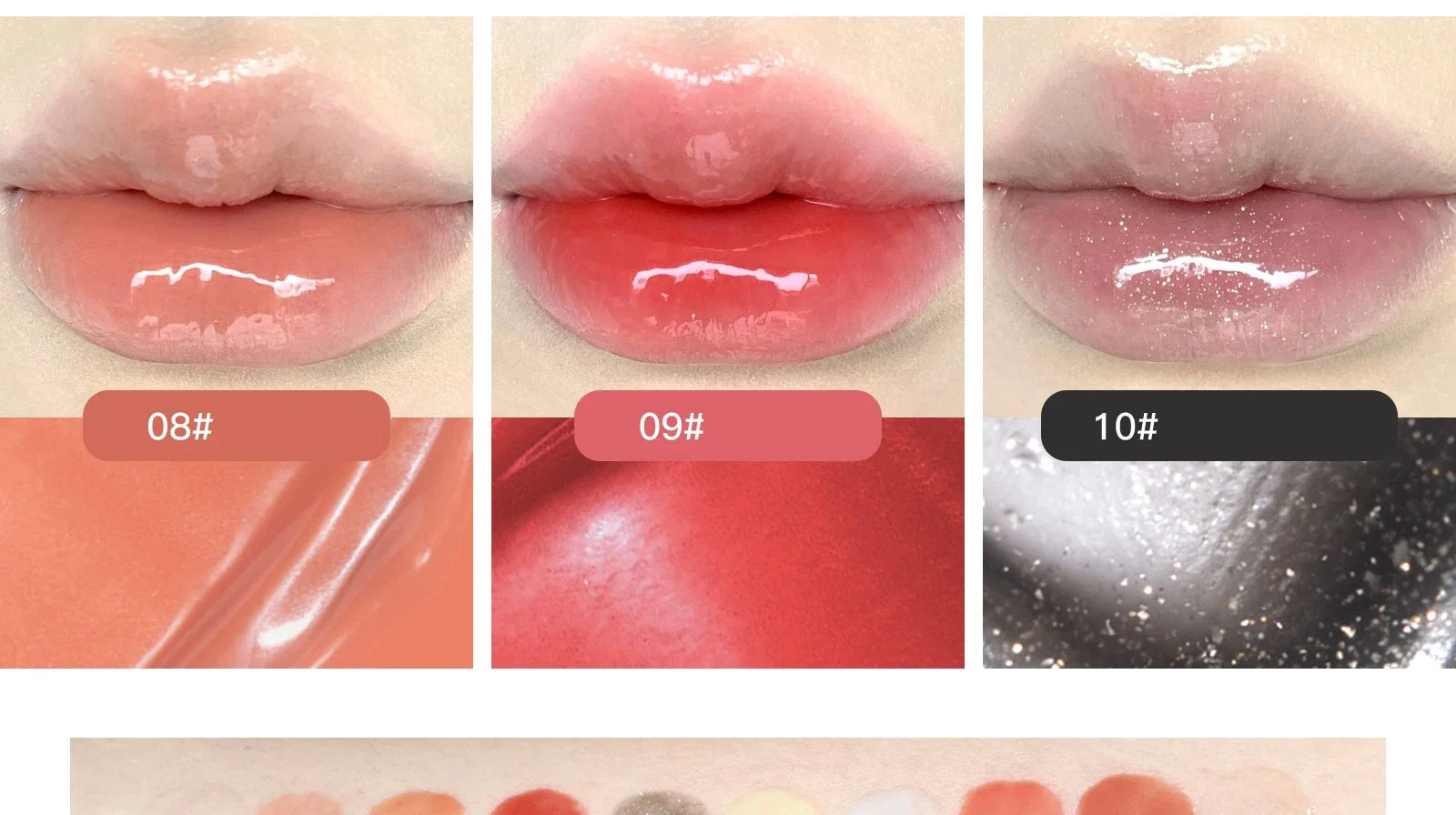 FLORTTE 10-Color Lip Palette Lip Gloss and Lipstick Glossy Moisturizing Pigmented Multifunctional Easy to Apply Lootquake LLC
