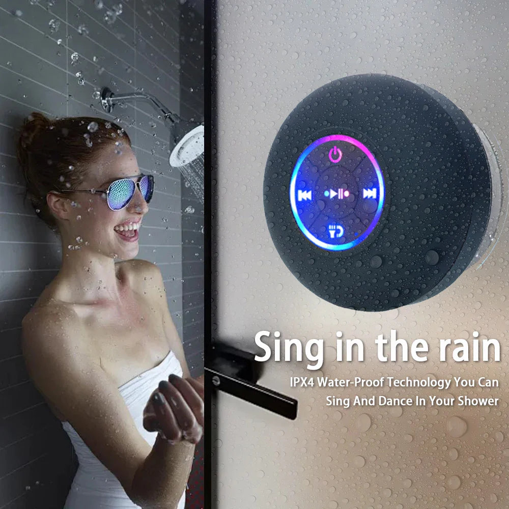 Mini Bluetooth Speaker Shower Subwoofer with Color LED Waterproof Handsfree Loudspeaker Music For Bathroom Pool Beach Car Phone Lootquake LLC