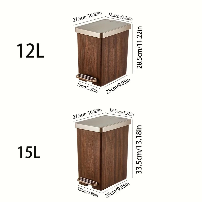 Large Capacity Trash Can，Elegant Wood Grain Design。Durable Plastic，Mute off，Save Space。Suitable for Kitchen、Bathroom、Office、Bedr Lootquake LLC