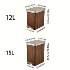 Large Capacity Trash Can，Elegant Wood Grain Design。Durable Plastic，Mute off，Save Space。Suitable for Kitchen、Bathroom、Office、Bedr Lootquake LLC