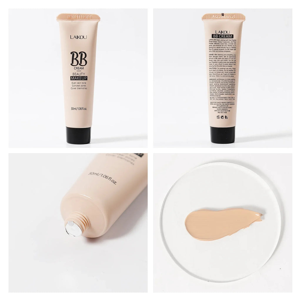 Natural Finish Foundation Cream 30ml Lightweight BB Cover Dark Circles Pores Oil Free Long Lasting Makeup Base Lootquake LLC