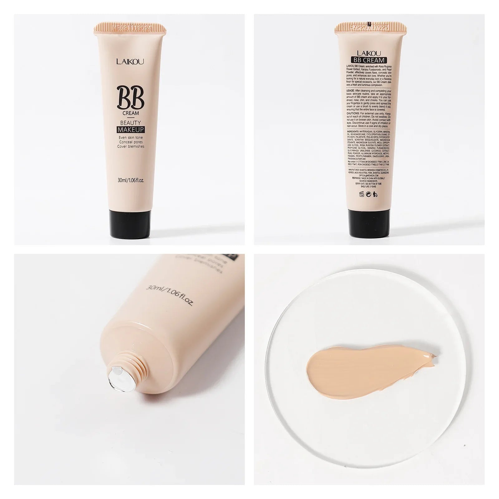 Natural Finish Foundation Cream 30ml Lightweight BB Cover Dark Circles Pores Oil Free Long Lasting Makeup Base Lootquake LLC