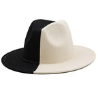 Black White Modern Unisex Fedora Hat Women Unisex Wide Brim Party Cowboy Cap Men Gentleman Wedding Hat Two Colors Fedora Hat Solid Color Wide Brim Winter Autumn Hat Stevvex