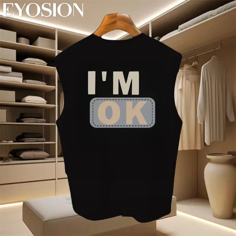 Men's Tank 2024 Summer Casual Fashion Sleeveless Cotton Top T-shirt Hip Hop Casual Letter Printed Round Neck Versatile Top 4XL Lootquake LLC