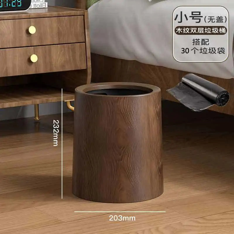 Large Wooden Trash Can for Office Living Room Bathroom Home Kitchen Vintage Retro Waste Bin