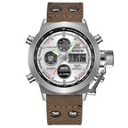 1pc / lot Men Genuine XINEW Brand Designer Watches Students Fashion Leather Band Alarm Stopwatch Electronic Watch Montre Homme