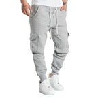 Mens Sweatpants Straight Fit Drawstring Multi-pocket Pants THRIXINE