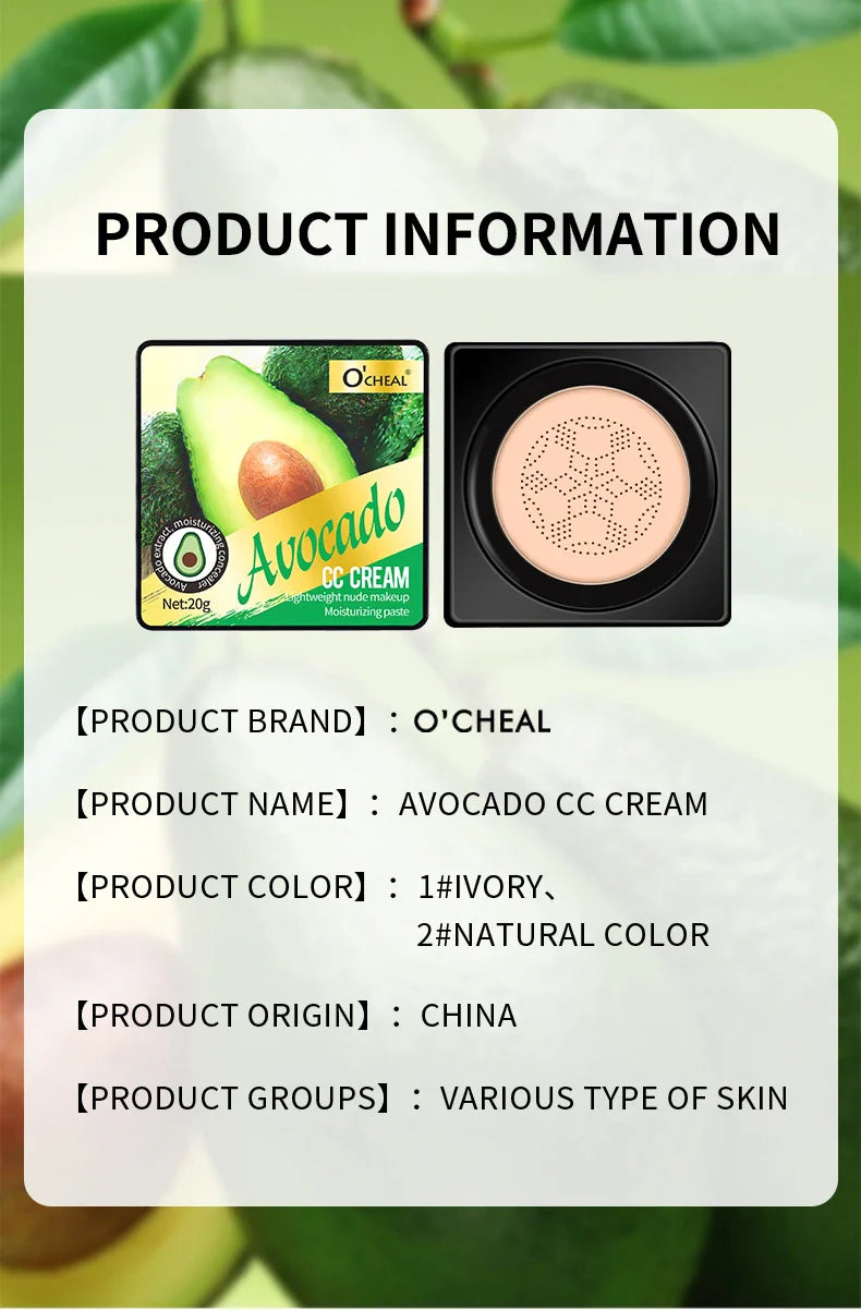 Lightweight Air Cushion Foundation CC Cream Natural Moisturizing Concealer Even Skin Tone Long Lasting Contour Makeup Cosmetics
