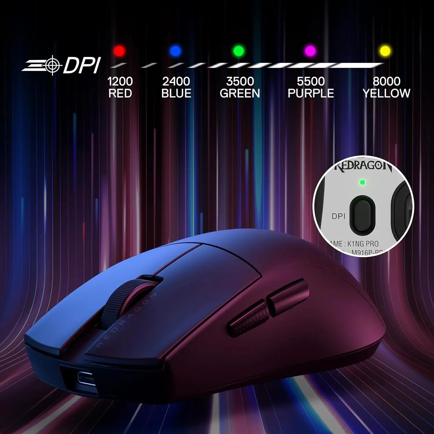 Redragon M916 Wireless Gamer Mouse, 49G Ultra-Light 8K DPI 2.4G Wireless Gaming Mouse w/Ergonomic Natural Grip Build Lootquake LLC