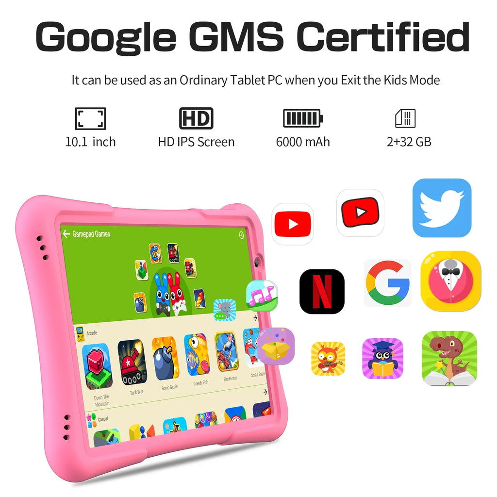 PRITOM 10 inch Kids Tablet Android 12 Tabletas 32GB, Quad-Core, 6000mAh, Large HD IPS Display, WiFi 6, Dual Camera, Bluetooth, Lootquake LLC