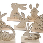 1pc Easter Wooden Egg Ornament Hollowed Rabbit Crafts For Easter Home Table Decorations Kids Handmade DIY Painting Gifts Supply Lootquake LLC