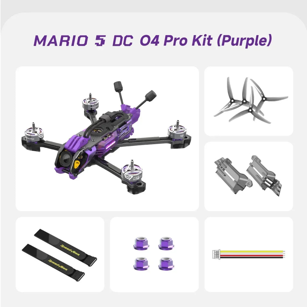 SpeedyBee Mario 5 FPV 5-Inch Drone with 6S-Lipo pro Air Unit DC/XH O4 2306.5 pro 1880KV Motor F405 V4 55A Stack Bee Storm