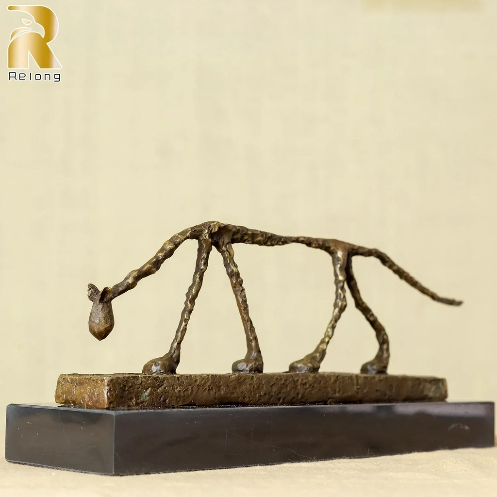 Bronze Cat Statue Abstract Cat Sculpture Classical Giacometti Art Reproduction Skeleton Animal Statue For Home Decor Collection Lootquake LLC