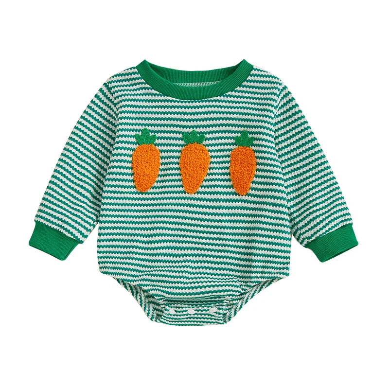 Adorable Infant Unisex Hoodies Rompers Spring Outfits Easter Bunny Carrot Embroidered Long Sleeve Bodysuits Jumpsuits Lootquake LLC