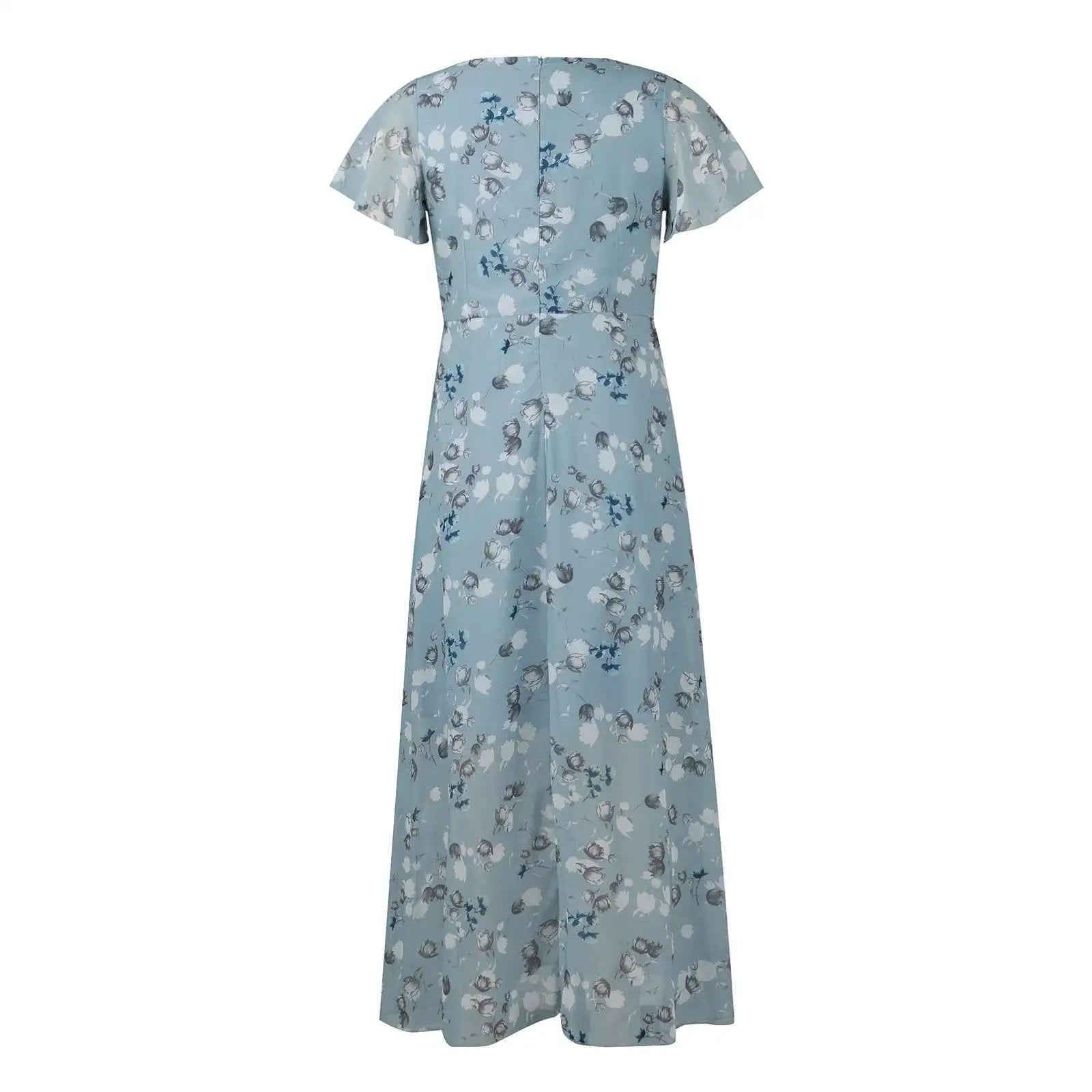Vestidos Verano Moda 2024 Women's Swing Long Dress Chiffon Floral Short Sleeve Ruffle V Neck Fashion Waist Flowy Dress платье