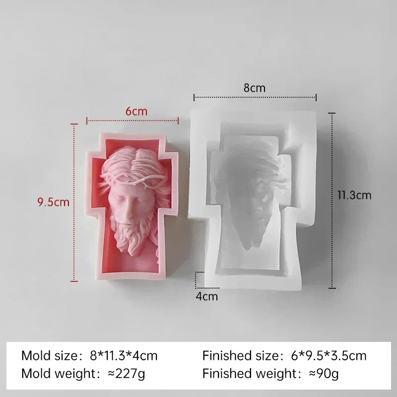 Portrait Face Silicone Mold Jesus Sculpture Cross Aroma Candle Resin Plaster Ornament Mold Home Decor Crafts Making Mould Lootquake LLC