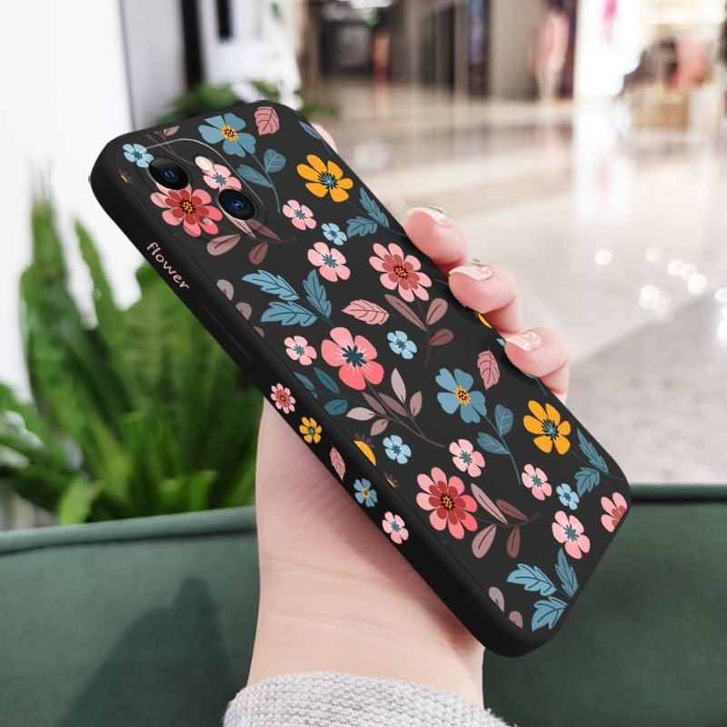 Brilliant Flowers Phone Case For iPhone 14 13 Pro Max Mini Cute Multicolored Flowers Pattern Cover Slim Silicone Shockproof Bumper Back Cover Stevvex
