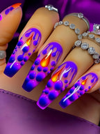Long nail art patches with purple polka dots and a shiny, fashionable, individual and high-end feel. Detachable 24-piece nail ar Lootquake LLC