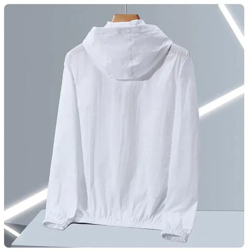 2023 Summer Men's Windbreaker Big Size Sun Protection Clothing Korean Style Ultra-thin Streetwear Zipper Hooded Jackets Man