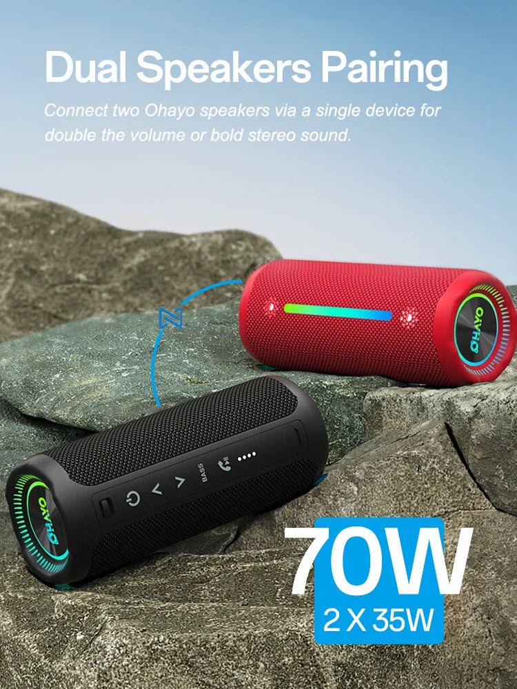 Ohayo Portable Waterproof Bluetooth Speaker 35W Drivers with Powerful 360-Degree Sound and Thundering Bass,TWS,IPX7 Waterproof Lootquake LLC