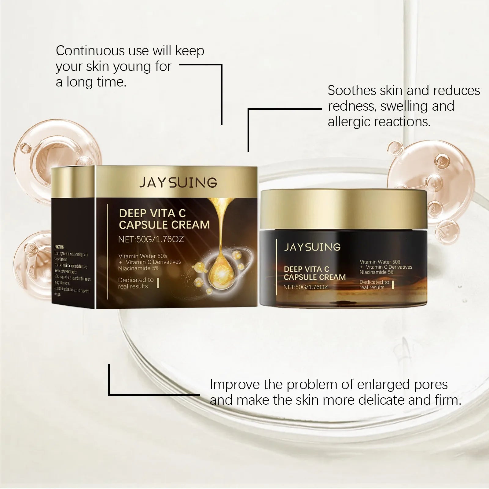 Vitamin C Facial Cream Brightening Lightening Improve Dullness Anti-Wrinkle Firming Moisturizing Hydrating Nicotinamide Skincare