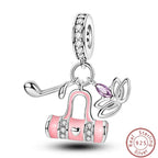 S925 Sterling Silver Princess Golf Hamster Camera Travel Three Piece Set Charms Beads 3mm DIY Fine Jewelry Making Lootquake LLC
