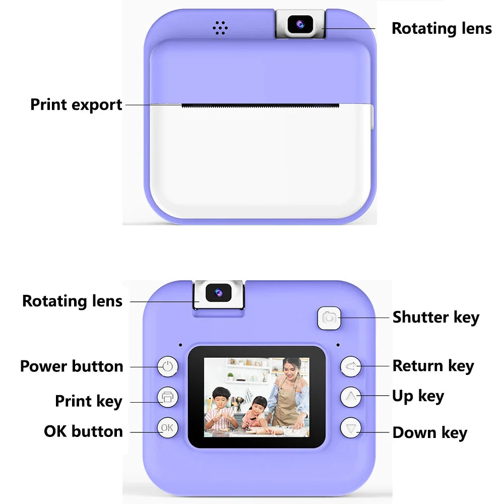 Children Digital Camera Photography Instant Print Camera for Kids Thermal Print Camera Photo Printing Video Toys With 32G Card Lootquake LLC
