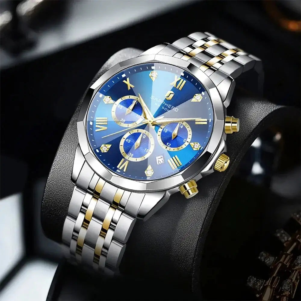 SAPPHERO Men Watch Diamond Mirror Luxury Waterproof Watch 2025 New Quartz Watch Diamond Dial Clock Gift Wristwatch Reloj Hombr