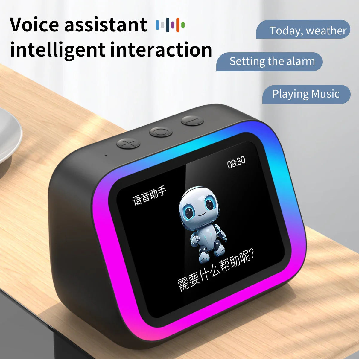 Smart Bluetooth Translator RGB Speaker 18 Languages Real-time Translation AI bluetooth 5.4 speaker with LCD display, game,alarm Lootquake LLC