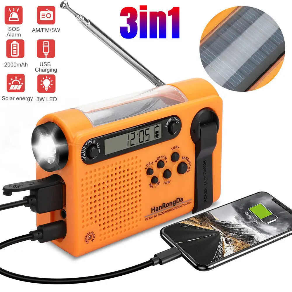 SolarWave 2000: 3-in-1 Crank Radio & Power Bank THRIXINE